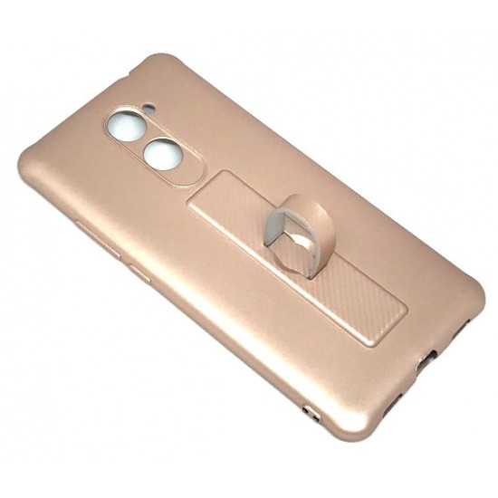 Silicone Case Motomo With Finger Ring For Huawei Y7 Prime Pink / Gold